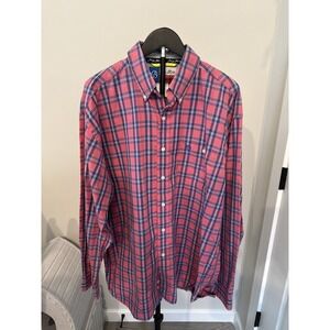 George Strait Wrangler Pink Plaid Long Sleeve Button Down Shirt Mens XL